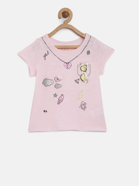 

The Childrens Place Girls Pink Printed Round Neck T-shirt