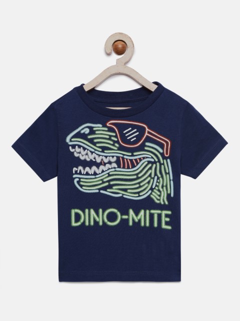 

The Childrens Place Boys Navy Blue Printed Round Neck T-shirt