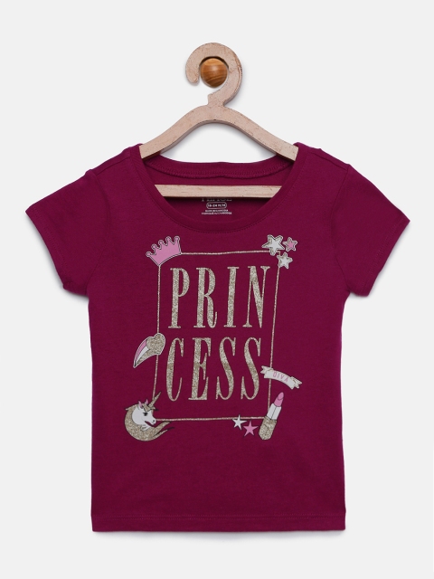 

The Childrens Place Girls Maroon Printed Round Neck T-shirt