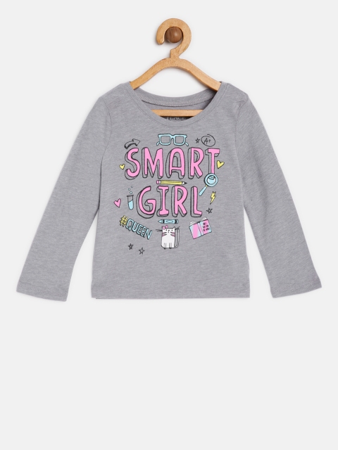 

The Childrens Place Girls Grey Printed Round Neck T-shirt