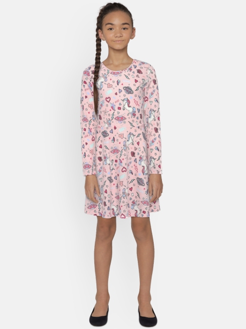 

The Childrens Place Girls Pink Fit and Flare Dress