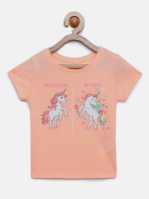 

The Childrens Place Girls Orange Printed Round Neck T-shirt