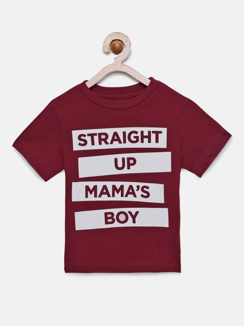 

The Childrens Place Boys Maroon Printed Round Neck T-shirt