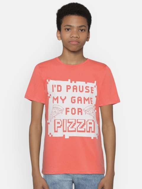 

The Childrens Place Boys Red Printed Round Neck Pure Cotton T-shirt
