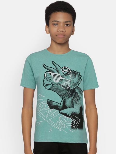 

The Childrens Place Boys Green Printed Round Neck T-shirt