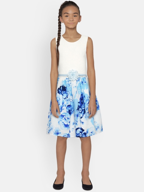 

The Childrens Place Girls Printed White Fit and Flare Dress