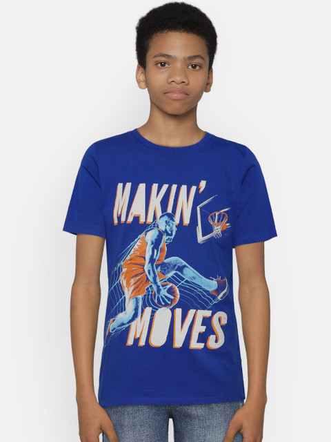 

The Childrens Place Boys Blue Printed Round Neck T-shirt