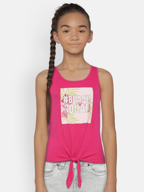 

The Childrens Place Girls Pink Printed Round Neck T-shirt