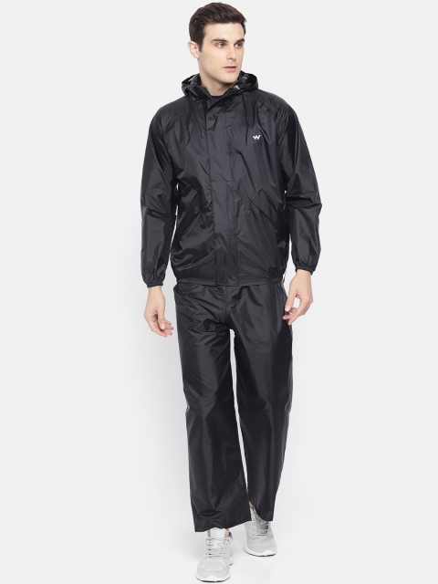 

Wildcraft Men Black Solid Hooded Rain Suit