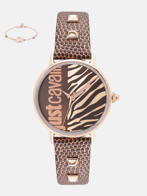 

Just Cavalli Women Watch Gift Set, Coffee brown