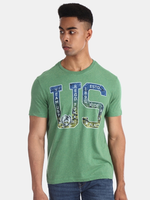 

U.S. Polo Assn. Denim Co. Men Green Round Neck Printed T-shirt