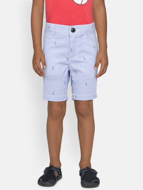 

The Childrens Place Boys Blue Striped Regular Fit Shorts