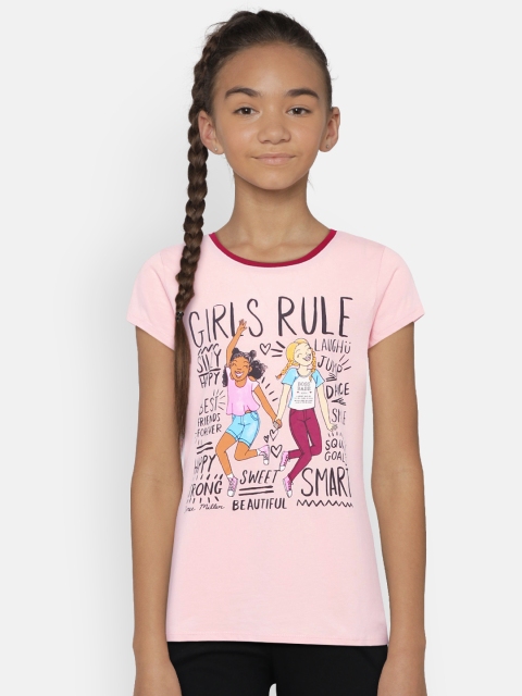 

The Childrens Place Girls Pink Printed Round Neck T-shirt