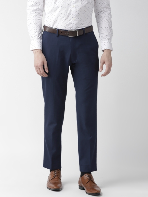 

Marks & Spencer Men Navy Blue Slim Fit Solid Regular Travel Trousers