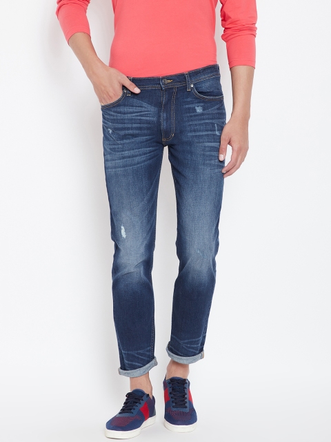 

Marks & Spencer Men Blue Slim Fit Mid-Rise Low Distress Stretchable Jeans