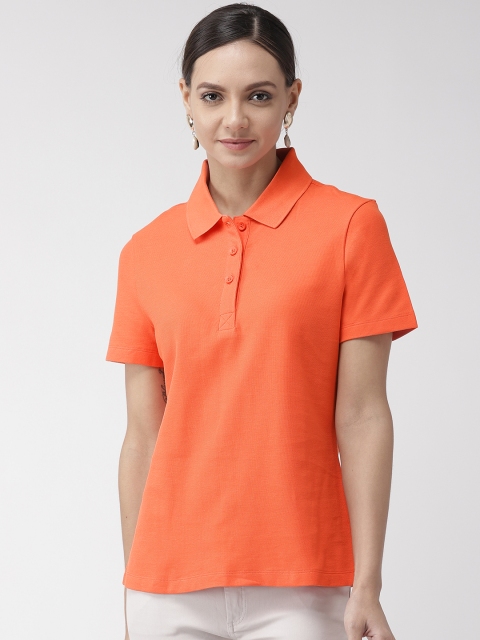 

Marks & Spencer Women Orange Solid Polo Collar T-shirt