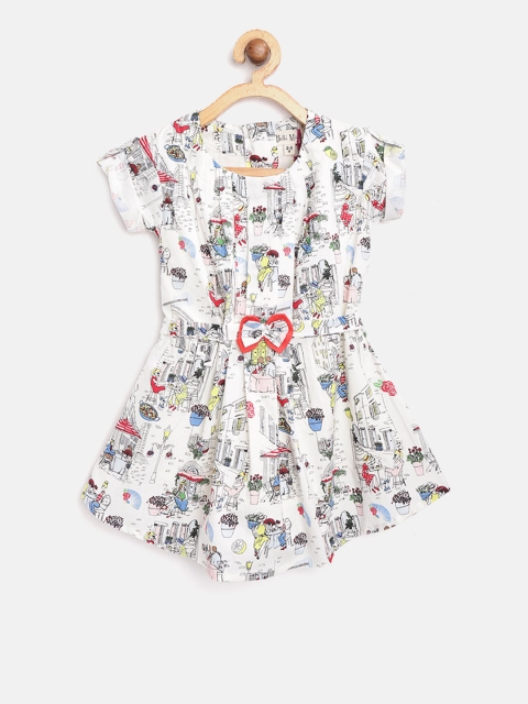 

Bella Moda Girls White Quirky Printed A-Line Dress