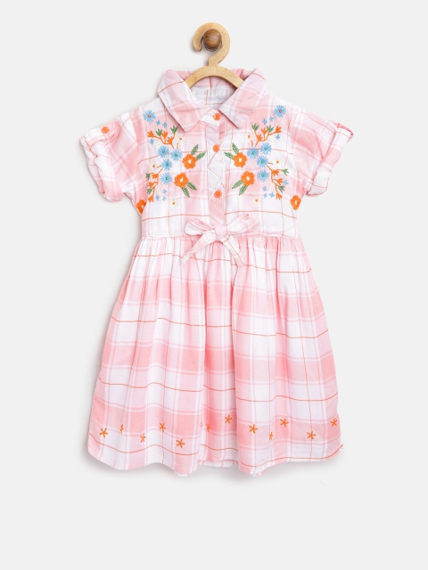 

Bella Moda Girls Pink & White Checked Fit & Flare Dress