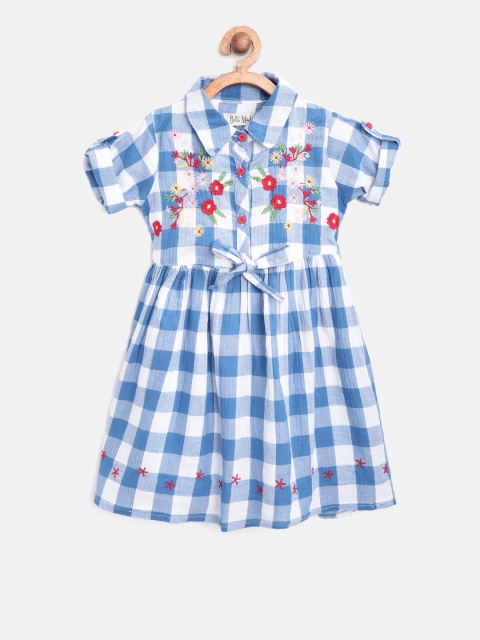 

Bella Moda Girls Blue & White Checked Shirt Dress