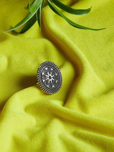 

PANASH Oxidised Silver Adjustable Ring