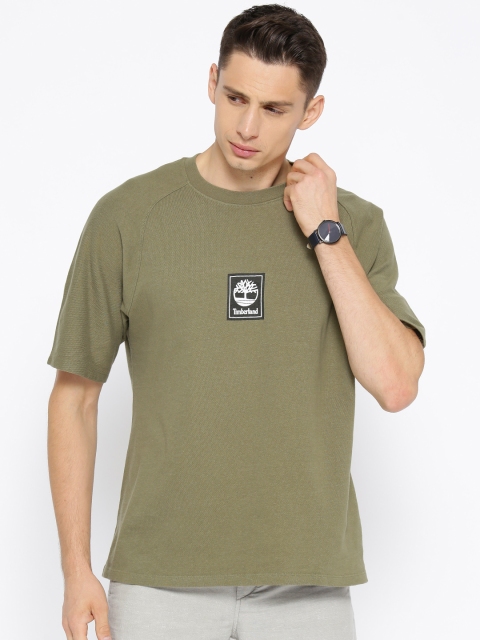 

Timberland Men Olive Green YCC SS Back Linear Martini T-shirt with Printed Back