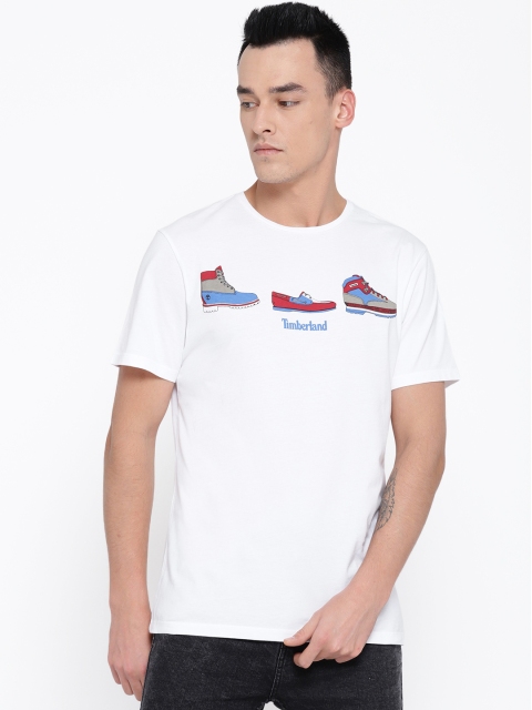 

Timberland Men White Shoe Graphic Print T-shirt