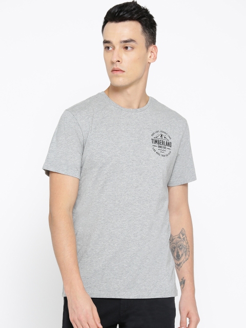 

Timberland Men Grey Melange SS Kennebec Rivr Reg Mediu Round Neck T-shirt