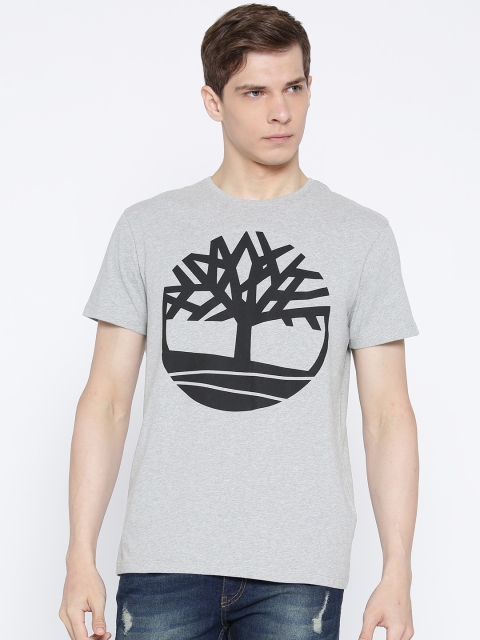 

Timberland Men Grey Melange Printed SS Seasonal Logo T-Shirt