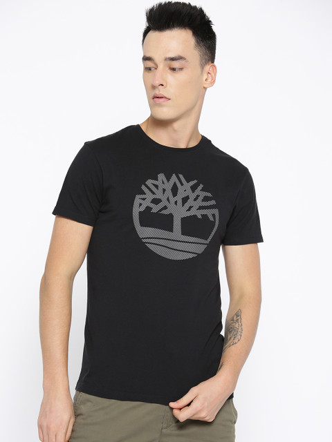 

Timberland Men Black & Grey Large Silcone Tree Printed Slim Fit T-shirt