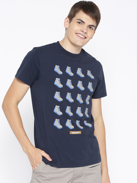 

Timberland Men Navy Blue Boot Regular Printed Round Neck T-shirt