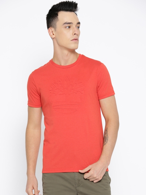 

Timberland Men Red AF Elevated Embossed Print Slim Fit T-shirt