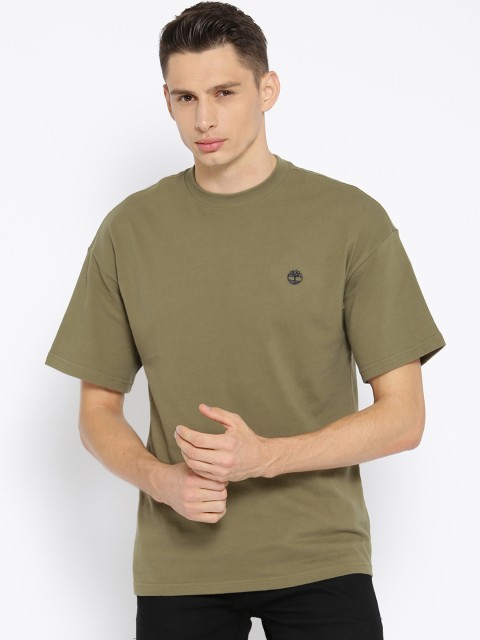

Timberland Men Olive Green CNY Mandala Solid Round Neck T-shirt