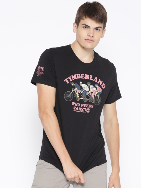 

Timberland Men Black Kennebec River Graphic Print Round Neck T-shirt