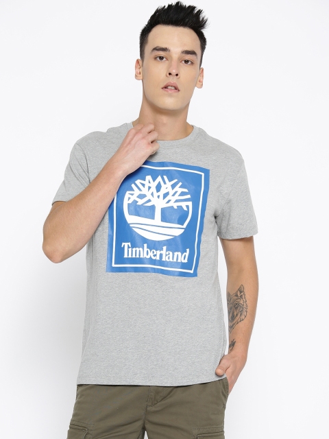 Timberland Men Grey Melange YCC Stack Logo ecl Printed Round Neck T-shirt