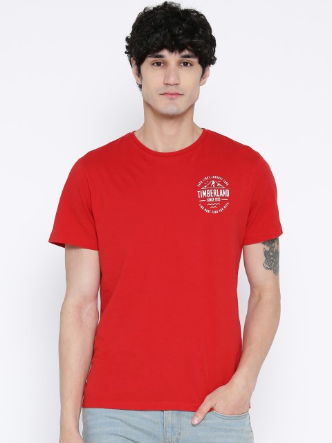 

Timberland Men Red Printed Back SS Kennebec Rivr Reg T-Shirt