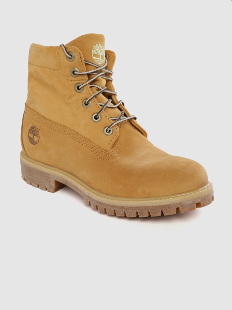 

Timberland Men Mustard Brown Solid AF Roll-Top Leather Boots