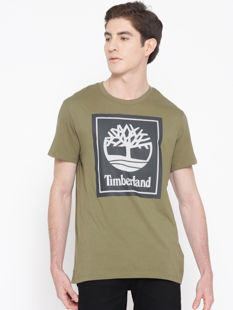 

Timberland Men Olive Green Printed Round Neck T-shirt