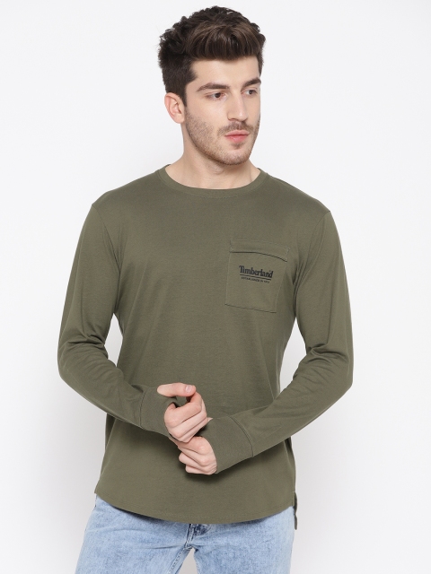 

Timberland Men Olive Green AF Antimosquito Solid Round Neck T-shirt