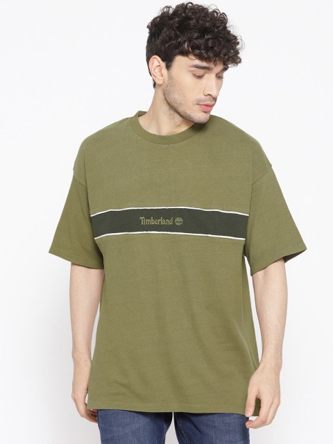 

Timberland Men Olive Green Solid Round Neck T-shirt