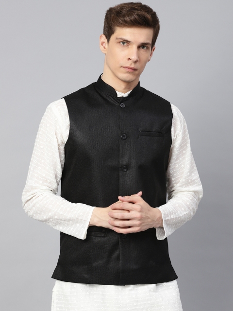 

SOJANYA Men Black Solid Nehru Jacket