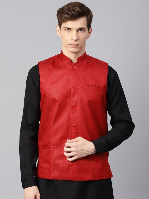 

SOJANYA Men Red Solid Nehru Jacket