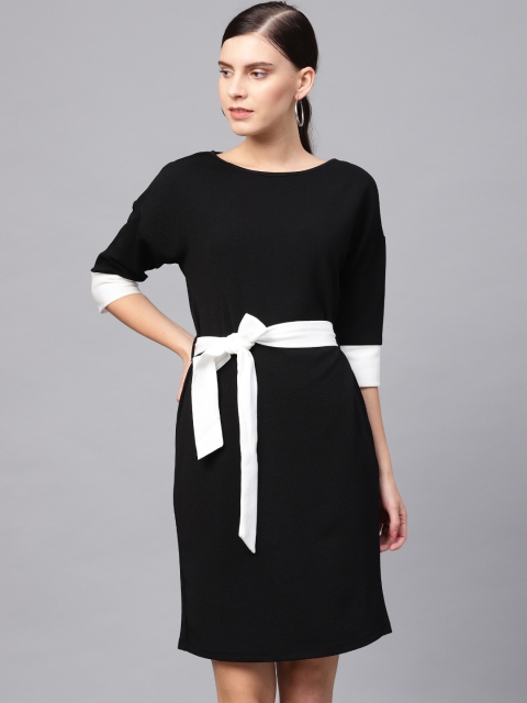 

Femella Women Black & White Solid Sheath Dress