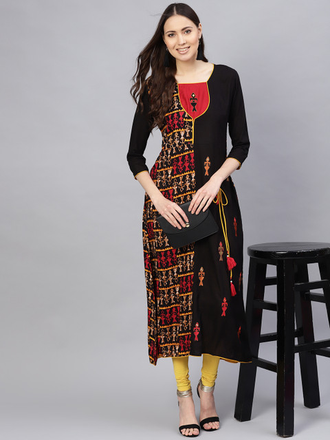 

Desi Rang Women Black & Red Printed A-Line Kurta