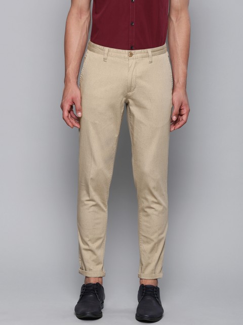 

Louis Philippe Sport Men Beige Comfy Tapered Fit Printed Smart Casual Chinos