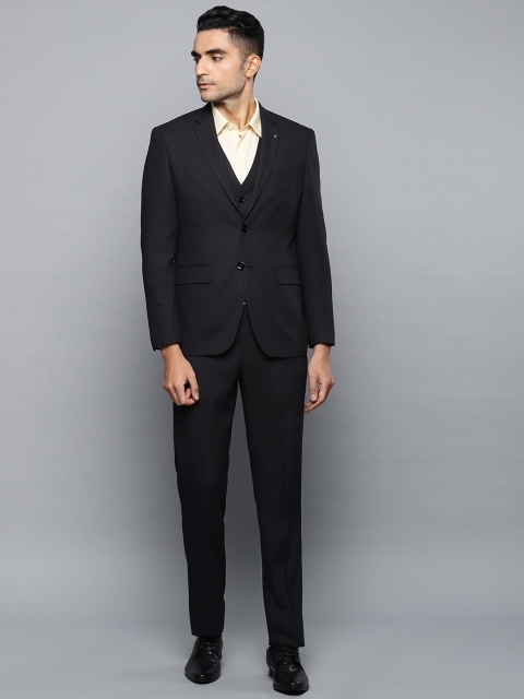 

Louis Philippe Black Men Self Design Slim Fit Single Breasted Formal Suit