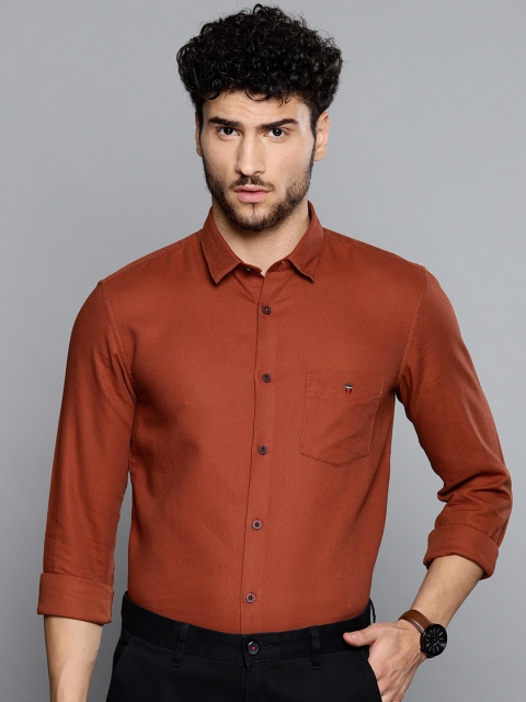 

Louis Philippe Sport Men Rust Orange Super Slim Fit Self Design Smart Casual Shirt