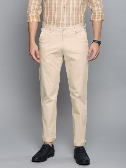 

Louis Philippe Sport Men Cream-Coloured Slim Fit Solid Smart Casual Regular Trousers