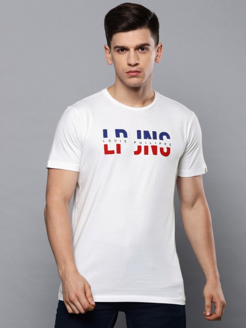 

Louis Philippe Jeans Men White Printed Round Neck T-shirt