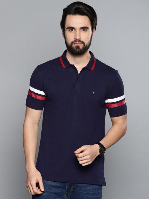 

Louis Philippe Sport Men Navy Blue Solid Polo Collar T-shirt