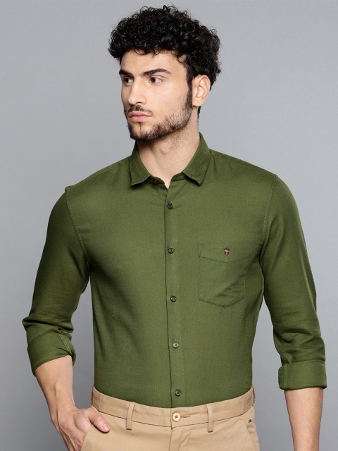 

Louis Philippe Sport Men Green Super Slim Fit Self Design Smart Casual Shirt
